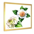 thumbnail image 2 of Designart 'Ancient White Camellia Flowers With Green Leaves' Traditional Framed Art Print, 2 of 4