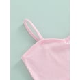 thumbnail image 5 of Qmyliery Girls Two Pieces Clothes Outfit, Solid Color Sleeveless Tank Tops and Elastic Waist Laser Pants,Pink, 5 of 8