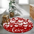thumbnail image 4 of Red Love Valentines Round Area Rug 4ft, White Love Heart Washable Non-Slip Circle Rugs for Bedroom Living Room Kitchen, Soft Non Shedding Circle Carpet for Dining Room Dorm, 4 of 9
