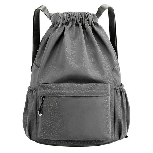 Mochila con cordón, bolsa deportiva para gimnasio, bolsa de viaje para yoga, para mujeres y hombres, bolsa de gimnasio impermeable, mochila de día, gris
