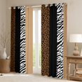 thumbnail image 2 of Manfei Zebra Cheetah Print Black Out Curtains, Geometric Stripe Curtains Pack of 2 (42x63 Each), Brown White Black Aesthetic Bedroom Curtains for Girls, Luxury Bedroom Decor, 2 of 6