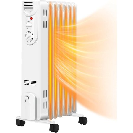 ARLIME Oil Filled Radiator Heater, 1500W Radiant Space Heater w/Thermostat, 3 Heat Settings, Overheat & Tip-Over Protection, Electric Radiator Heater for Indoor Use