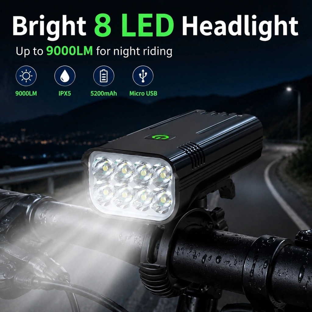 Byseng 9000 Lumen Rechargeable Bike Light Set photo 2