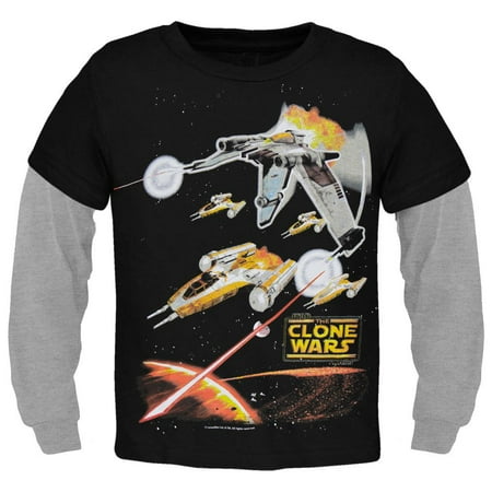 - Star Wars - Clone Wars Ships Youth 2fer Long Sleeve T-Shirt