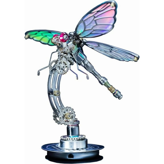 Mostarle 3D Metal Puzzle Cyberpunk Dragonfly, Color-Shifting Electroplated Wings, Adjustable Display, DIY Mechanical Model Kit for Adults & Teens, Gift