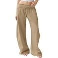 thumbnail image 2 of Hxlamzoo Pants for Women - Loose Wide-Leg Elastic Waistband Casual Trousers - Solid Color Comfortable Everyday Wear, 2 of 9