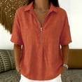 thumbnail image 2 of cfhntfmh Womens Tops Summer Half Sleeve Collared V Neck T-Shirts Zipper Loose Casual Workout Shirts Solid Color Clothes, 2 of 6