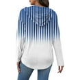 thumbnail image 6 of Craaazy Hoodies for Women Casual V-Neck Long Sleeve Shirts Stripe Color Drawstring Button Top Gifts, 6 of 6