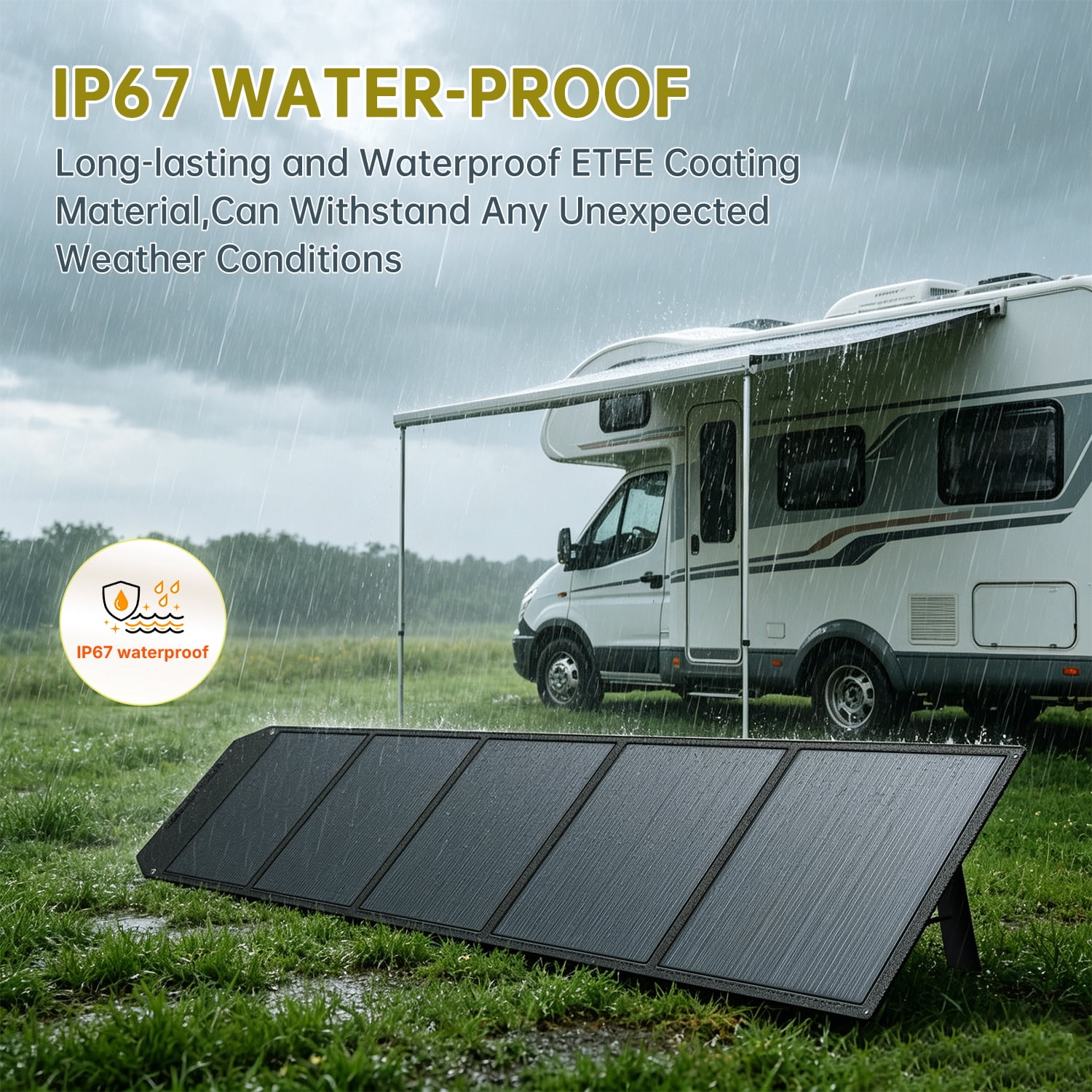 LVYUAN 500 Watt Solar Panel Foldable Solar Panel Charger with Adjustable Kickstands Portable Waterproof IP67 for Home, RV, Outdoor, Camping, Power Station, off Grid