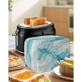 thumbnail image 4 of Turquoise Blue Marble Toaster Cover 4 Slice, Large Kitchen Appliance Covers, Modern Abstract Art Cracks Toaster Oven Cover with Loop, Bread Machine Cover Polyester Dust Cover Protection, 4 of 4