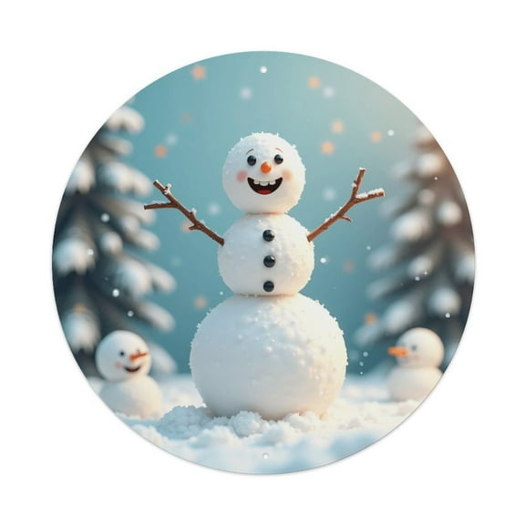 Round Metal Tin Sign Rustic Wall Decor Snowman Snow Winter Round Metal Sign Plaque for Home Garden Kitchen Bar Cafe Restaurant Garage Retro Vintage Wall Art 8x8 Inch