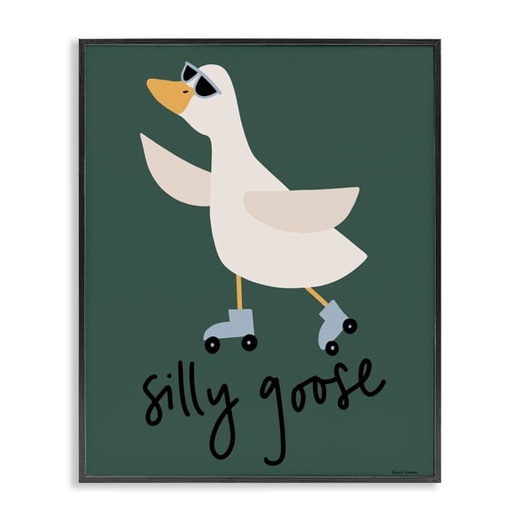 Stupell Industries Modern Silly Goose on Skates Black Framed Giclee Art, 11 x 14, by Rachel Nieman