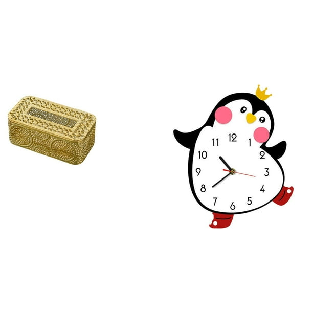 Caja de pañuelos,Dispensador de pañuelos para baño,Reloj de pared,Reloj de pared silencioso y decorativo que no hace tictac,Reloj de pared silencioso Reloj de madera