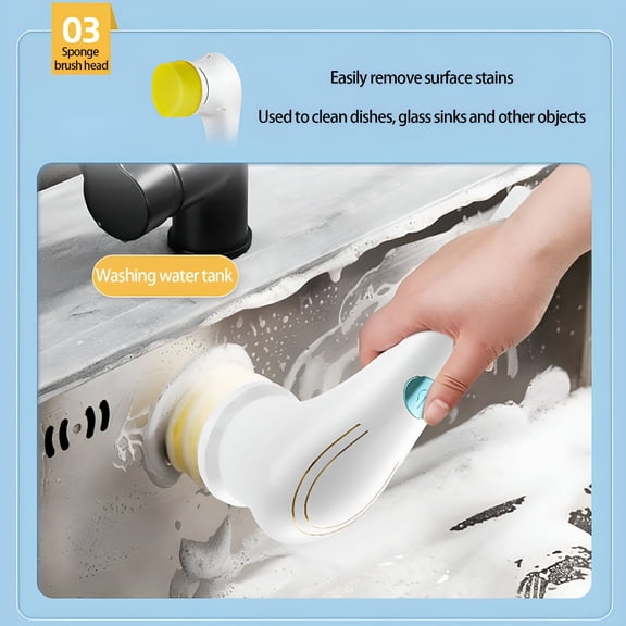 ZEPARO Electric Spin Scrubber with 5 Replaceable Heads Cordless Shower Scrubber Electric Scrubber for Cleaning Electric Cleaning Brush for Bathroom Rechargeable Electric Cleaning Brush
