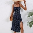 thumbnail image 5 of QUINDOS Womens Dresses 2025 Sundress Beach Square Neck Sleeveless Sun Dresses Summer Polka Dot Party Split Hem Knee Length Midi Womens Dresses, 5 of 7