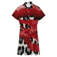 thumbnail image 4 of Red Lips Leopard Print Background Womens Shirt Dresses Women'S Short Sleeve Dress Turn-Down Collar Dress A Line Casuall Dress Oversize(XS-6XL), 4 of 7