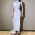thumbnail image 1 of Vestido Vestido largo de vendaje para mujer Traje de vacaciones con abertura lateral alta (Blanco M) Ygjytge Blanco T M para Mujer, 1 of 7