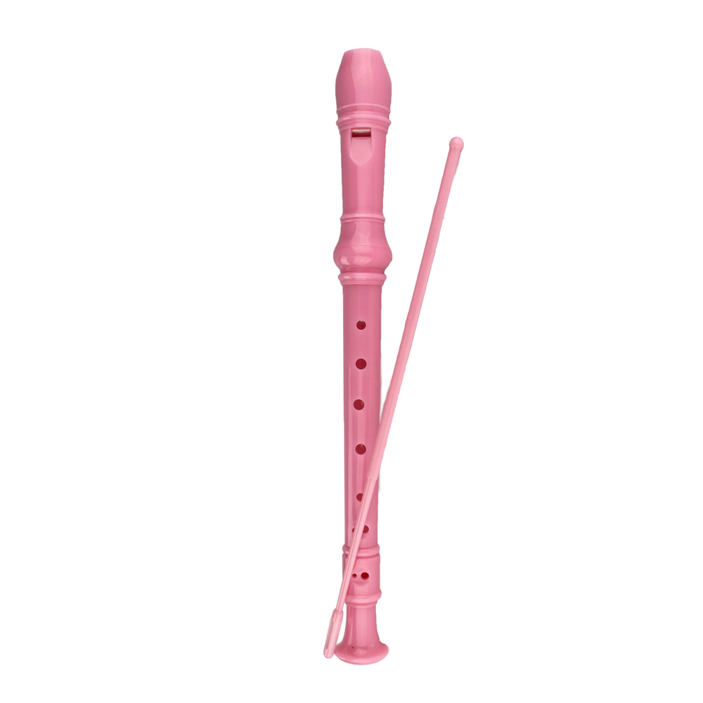 3 Piece 8 Hole Soprano Kids Recorder Music Flute w Cleaning Rod Pink