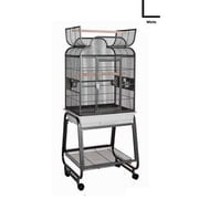 HQ 22 in. x 17 in. Opening Scroll Top Cage with Cart Stand - Platinum