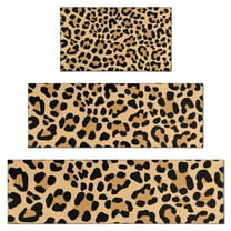 Beige and Black Of Leopard Print Kitchen Rugs Sets Of 3,Kitchen Runner Rugs Non Skid Washable,Decorative Kitchen Floor Mats for Kitchen,Sink,Laundry,17"x30"  17"x47"   17"x59"