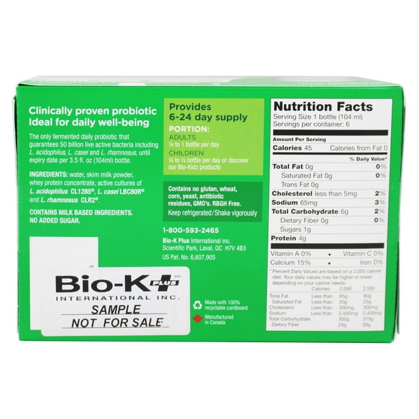 Bio-Kidz Probiotique fermenté à boire – à base de lait – Bio-K+