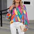 thumbnail image 6 of Women's Tie Dye T Shirt Long Sleeve Lapel Button Down Cardigan Blouse Yellow S, 6 of 9