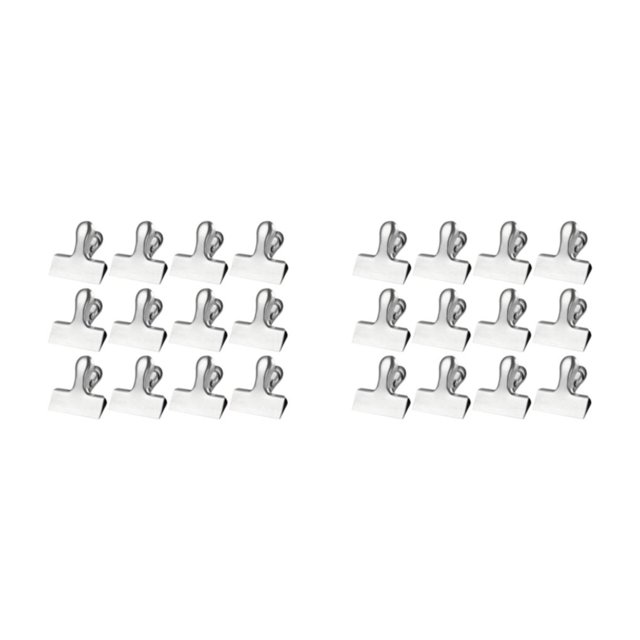 Injueey 12x Clips para bolsas de acero inoxidable, solución práctica de sellado para patatas fritas, aperitivos, Clips para bolsas con trompeta 4*4cm 2Conjunto