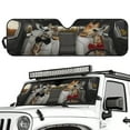 thumbnail image 2 of Jeiento Giraffe Drive Windshield Sun Shade Compatible with 2007-2024 Wrangler Rubicon Sahara TJ JK JKU 2 & 4 Door Car Sun Shade Sun Visor Protector Keep Your Vehicle Cool, 2 of 6