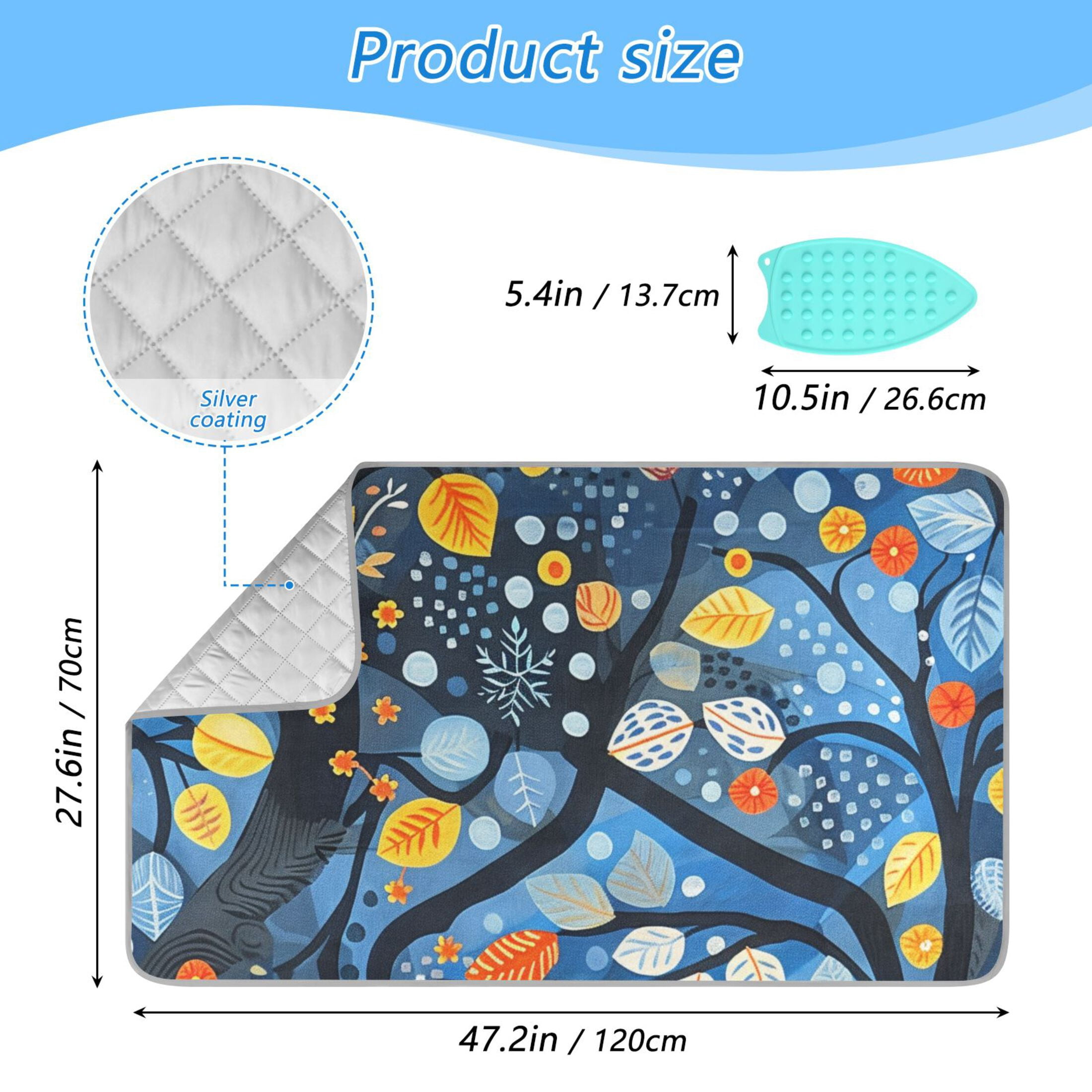 Hand Painted Colorful Trees Ironing Mat Blanket Portable Travel Ironing Pad Heat Resistant Pad 47.2" x 27.6”