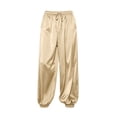 thumbnail image 6 of Lutiedan Satin Pants for Women Drawstring Elastic Waist Baggy Joggers Dressy Casual Balloon Pants with Pocket S-3XL, 6 of 8