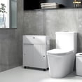 thumbnail image 6 of kleankin Small Bathroom Storage Cabinet on Wheels, Slim Toilet Paper Cabinet with 2 Holes, Sliding Doors and Adjustable Shelf, White, 6 of 9