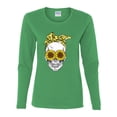 thumbnail image 2 of Skull Sunflower Skeleton Bandana Inspirational/Christian Womens Graphic Long Sleeve T-Shirt, Kelly, Medium, 2 of 3