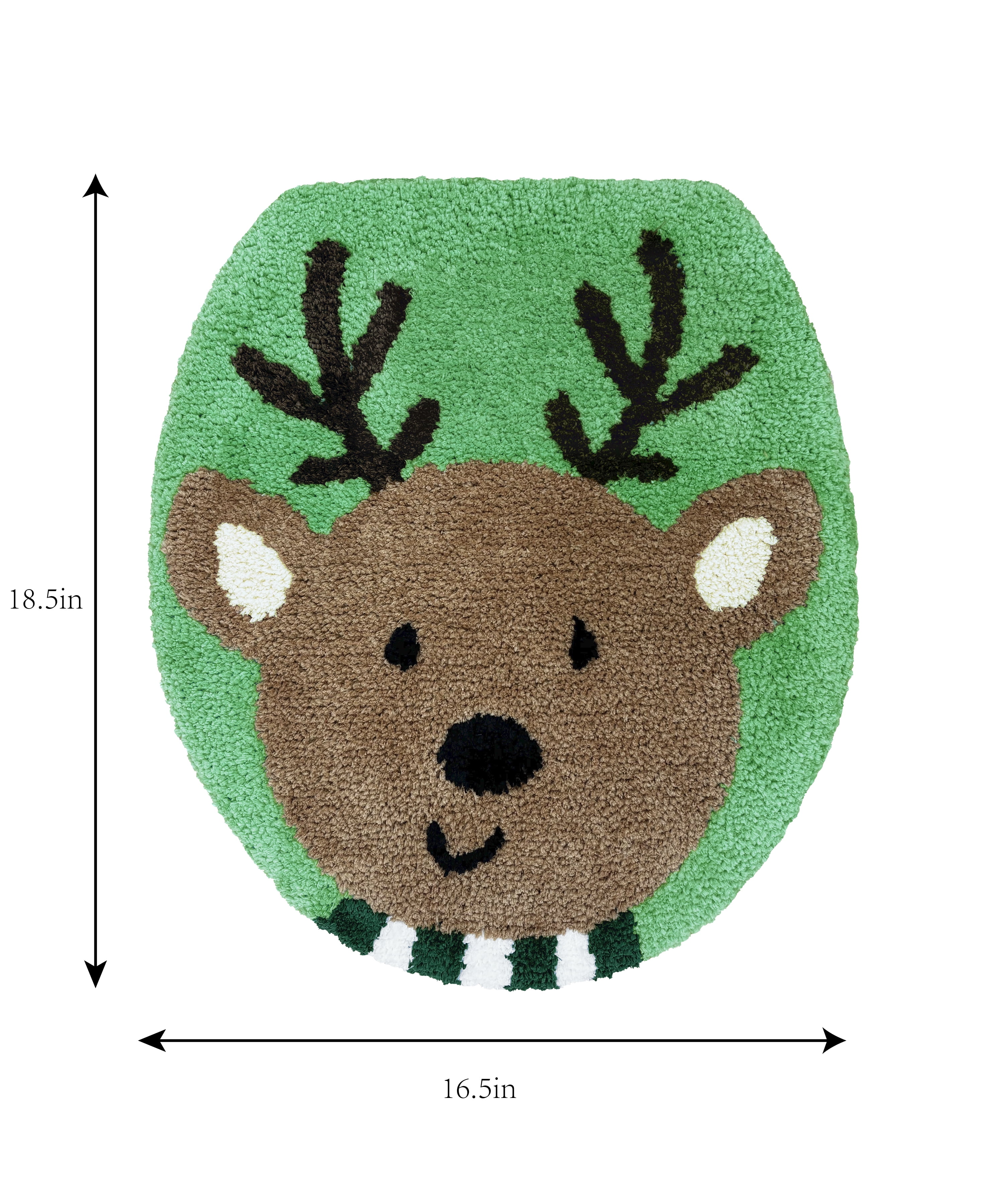 Holiday Time - Reindeer 2-Piece Polyester Holiday Bath Rug Set w/ Contour Rug & Toilet Cover