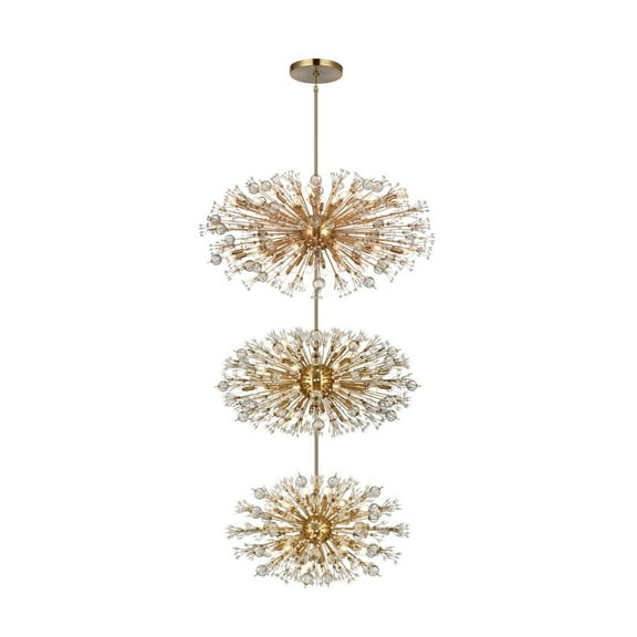 Elegant Lighting Vera 50" Modern Metal/Crystal Chandelier in Satin Gold/Clear