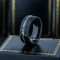 thumbnail image 3 of 8mm Men's Black Tungsten Wedding Band, Titanium Shaving Inlay Hammered Finish Ring - TN1146WAs9, 3 of 4