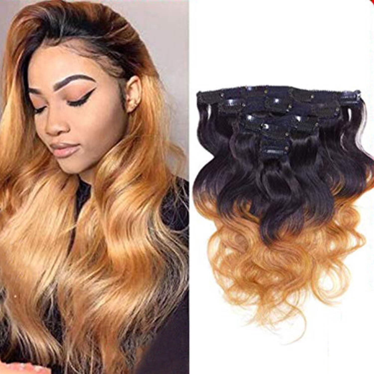 Full Head Clip in Hair Extensions Body Wave Human Hair Brazilian Virgin Hair Double Weft 7Pcs/lot 100g/set