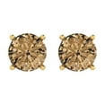thumbnail image 3 of 14K Solid Gold Push Back Stud Earrings for Women | 3 cttw Round Cut Simulated Champagne Diamond | Yellow Gold, 3 of 5