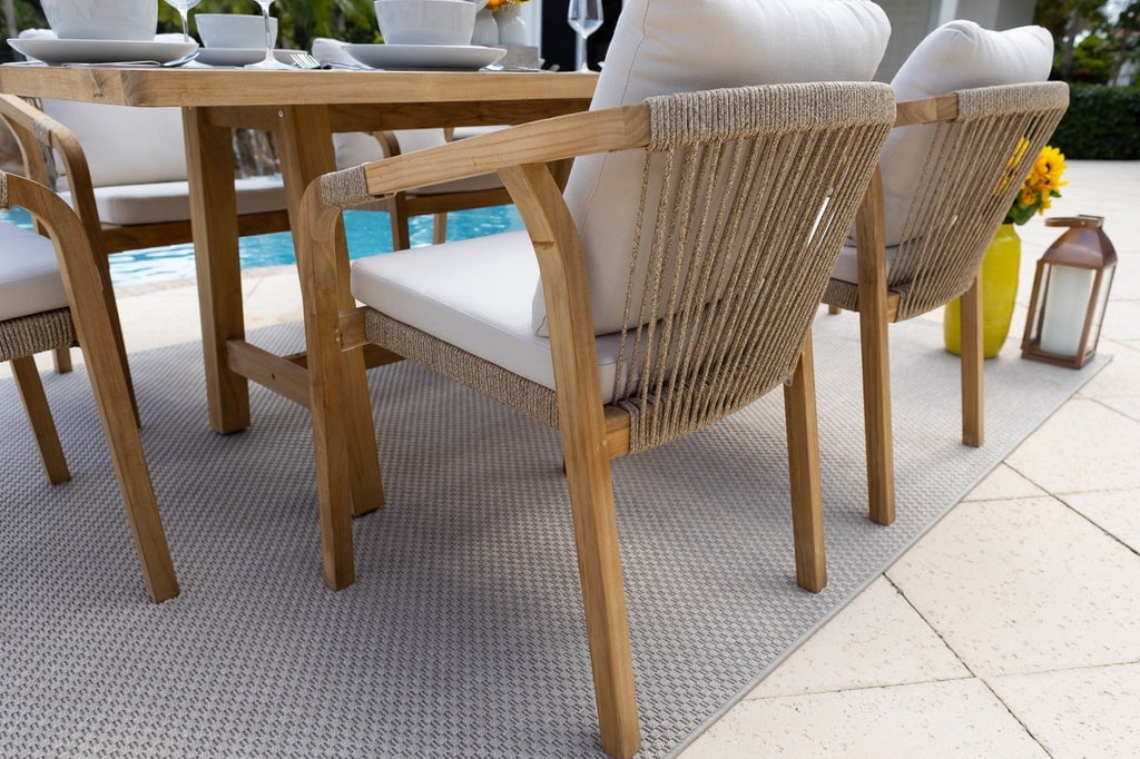 Rimini 7-Piece Acacia Wood Outdoor Furniture Dining Set with Dining Table and 6 Dining Chairs