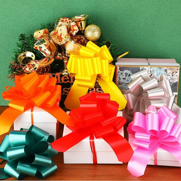 Bows for Gift Wrapping, Gift Bows with Ribbon Mixed Color Pull Bows for  Gift Baskets Christmas Present 6 Inch (24 Pieces) - - 