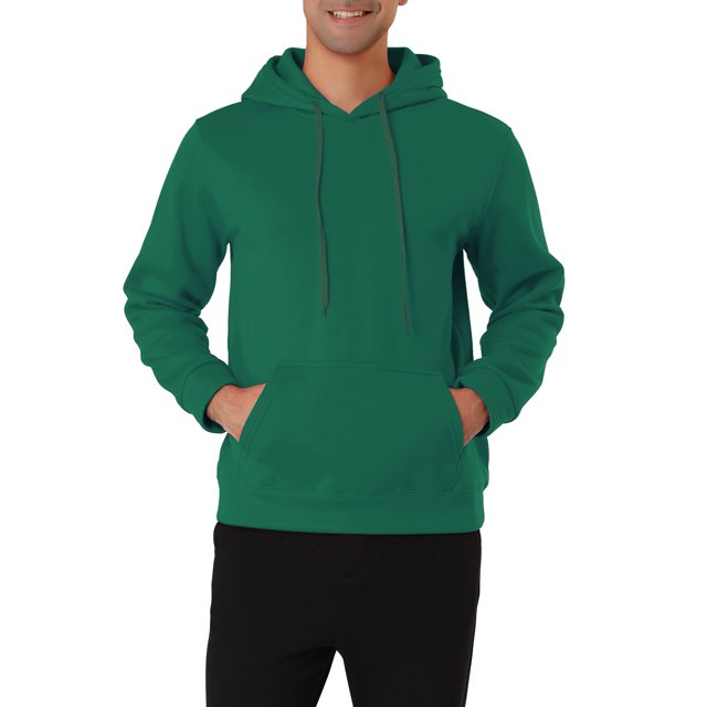 INSPIRE CHIC Chandail à Capuchon pour Homme Doublé en Peluche avec Poche en Vert, Montré sur une Vue Orientée vers l'Avant. Ce Chandail à Capuchon Uni Présente une Capuche à Cordon, une Poche Kangourou et une Coupe Régulière. Fabriqué en polyester 100 %, Il Est Conçu pour le Confort et la Chaleur, Convient aux Activités comme le basketball Ou les Tenues Décontractées en Automne et en Hiver.
