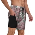 thumbnail image 2 of Yiaed Rose Flowers Print Mens Swim Trunks Bathing Suit Compression Liner Beach Swim Shorts Swimwear Quick Dry Zipper Pocket No-Chafing Board Short-3X-Large, 2 of 6