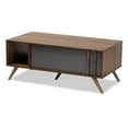 thumbnail image 2 of Baxton Studio Naoki Modern and Contemporary Two-Tone Grey and Walnut Finished Wood 1-Drawer Coffee Table, 2 of 10