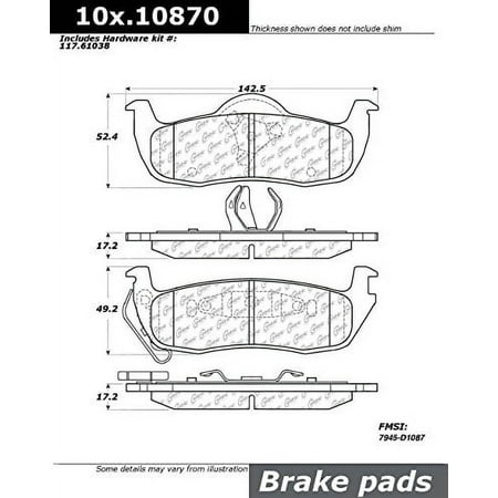 Centric Parts 106.10870 106 Series Posi Quiet Semi Metallic Brake Pad