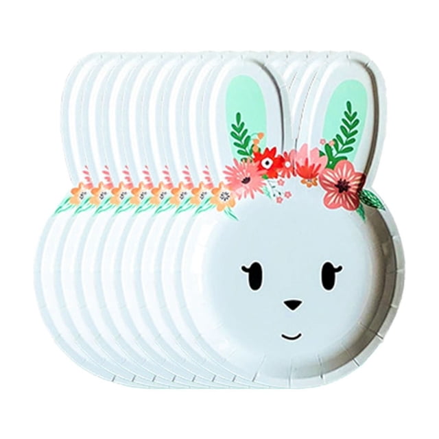 Eky Easter Plates Disposable Easter Egg Bunny Flower Paper Plates Easter Party Disposable Tableware,Disposable Painted Paper Plates For Spring Camping,Food Grade Home Kitchen Supplies