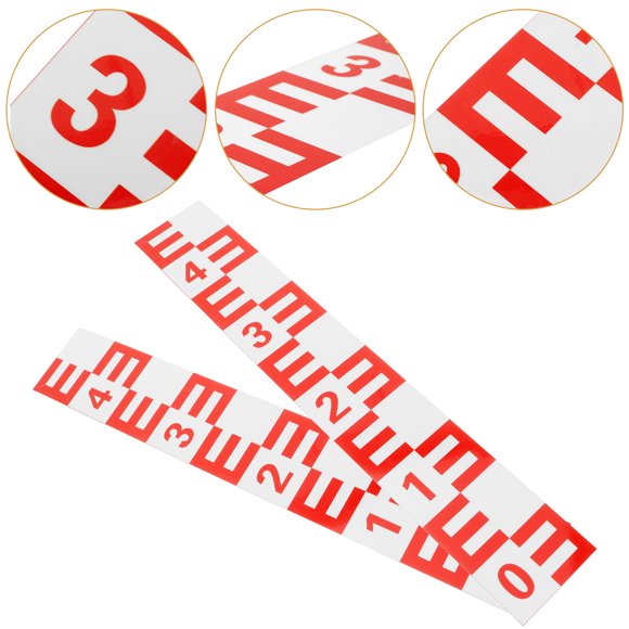 OULII 2Pcs Red Reflective Aluminum Water Level Stickers for Various Environments 19.7x3.1x0.08in