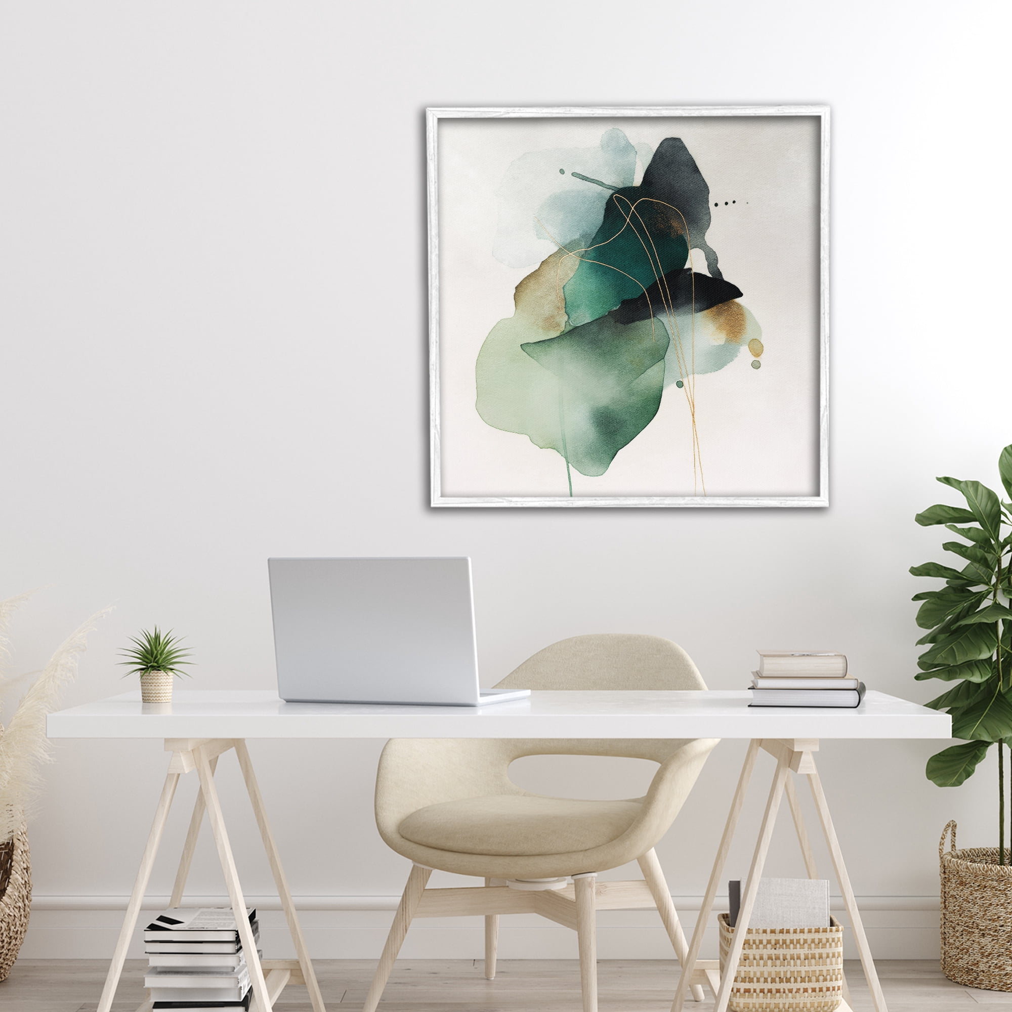 Stupell Industries Fluid Emerald Cascade White Framed Giclee Art, design by Svetlana Aleynikova
