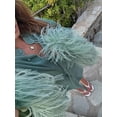thumbnail image 5 of Camisa lisa de retazos de plumas brillantes para mujer, Tops de un solo pecho con cuello levantado, Tops de playa para vacaciones, 2024, 5 of 5