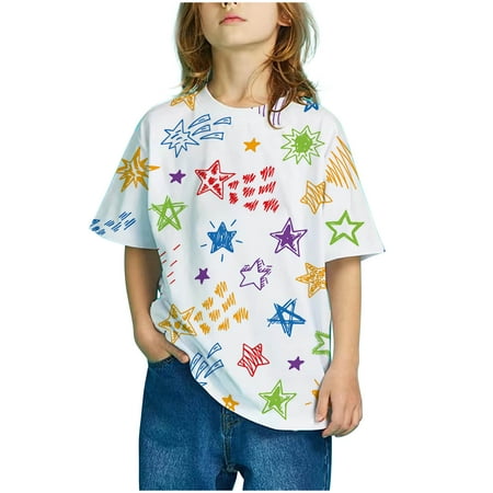 

DAETIROS Breathable Summer Pattern Girls Boys Cartoon Fashion T Shirts Red