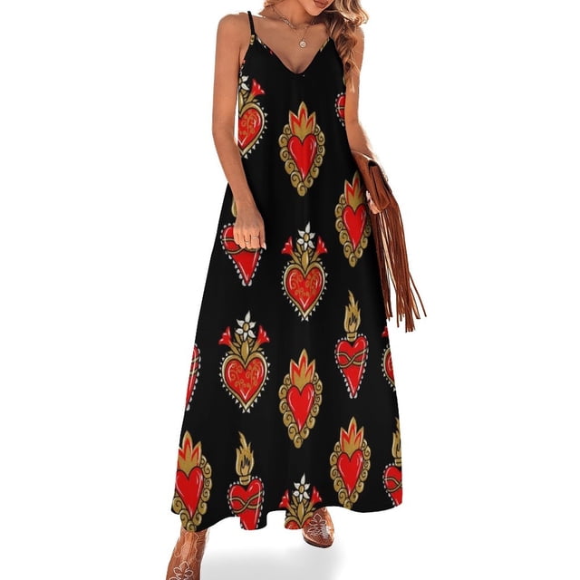Vestido sin mangas con estampado de corazón sagrado vestidos de noche de lujo elegantes y chic vestidos de noche para bodas Vestido de mujer