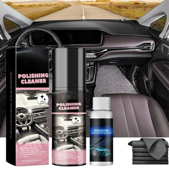 Nicetopu Polishing Cleaner, Nicetopu Car Cleaner, with Auto Headlight Repair Fluid - Water Free Clean, Car Interior Detail Polishing Spary, Multipurpose Polish Cleaner (1)